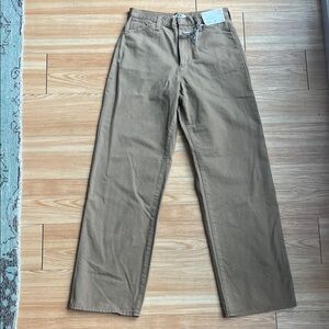 Khaki Straight-Leg Pants